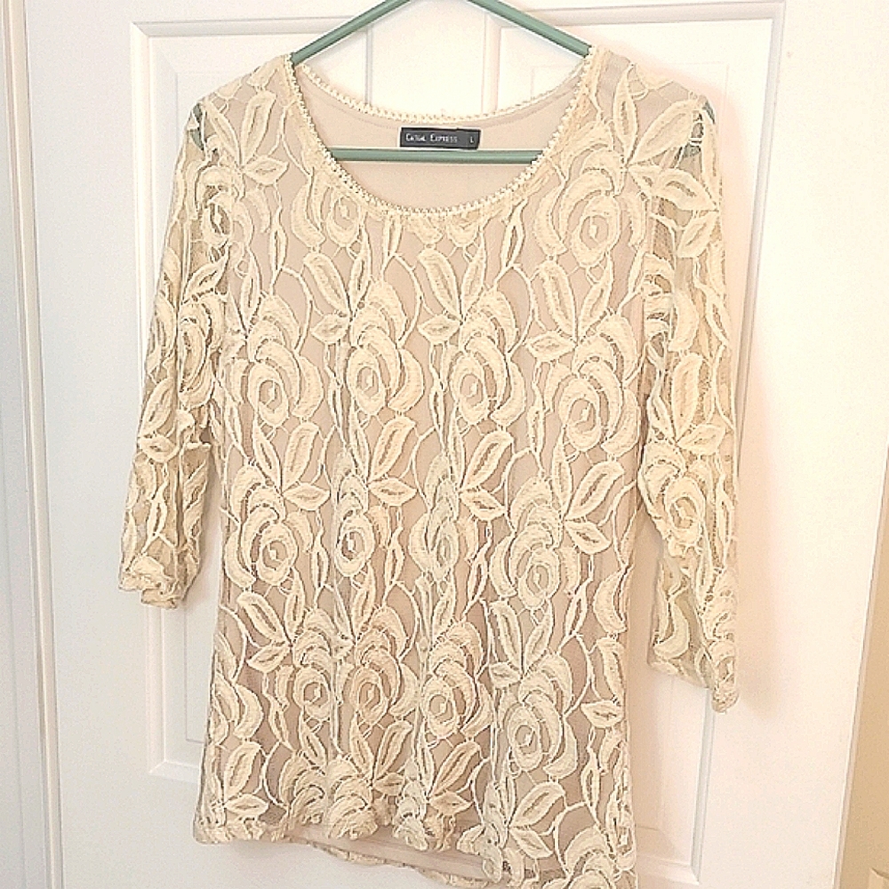 Cream Lace Blouse with Sophisticated Style